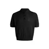 Camiseta Masculina de Malha com Gola Lapela e Manga Curta, Listrada em Cinza, Verão Novo, Loose e Respirável