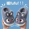 Pantuflas de algodón de invierno para niños y niñas, cálidas, de felpa, antideslizantes, para uso en casa, pantuflas de algodón cerradas de conejo peludo para padres e hijos