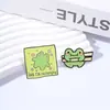 Broche Metálico de Rana de Dibujos Animados para Aficionados Rana Acostada Plana Pin con Lema en Inglés Accesorios para Ropa y Bolsos Fuente Transfronteriza