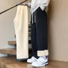 Pantalones de hombre de color liso con forro polar, pantalones de invierno gruesos y cálidos de pierna recta para hombre, adecuados para temperaturas bajo cero en el Noreste