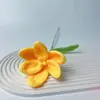 Hilo de Ganchillo Flor de Tulipán Abierta Floreciendo Ramo Producto Terminado Arreglo Floral de Simulación Jarrón con Ramo Regalo