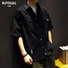Camisa de manga corta de verano para hombre, marca de moda, corte holgado, talla grande, ropa de trabajo casual, manga media, camisa versátil