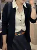 Cárdigan de Punto Patchwork de Lino ONIVINTAG Ouniya para Mujer Otoño 2026 Nuevo Camisa de Dos Piezas Falsas con Cuello de Solapa 6882