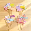 Decoración de Pastel Estilo Ins Bandera Coreana Enchufe Dibujos Animados Oso Lindo Hp Corazón Feliz Cumpleaños Topper Accesorios