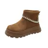 Botas femininas curtas com solas de plataforma grossas, novo estilo coreano outono e inverno 2025, botas quentes com dobra na parte superior, moda