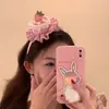 Novo Design de Bolo de Aniversário de 2026 com Velas Iluminadas, Presilhas de Cabelo de Cereja, Fofo Headband de Laço de Renda de Pelúcia