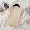 Suéter de punto de dos piezas falso para mujer, nuevo estilo otoño/invierno 2026, corte ajustado, elegante, versátil, estilo suave, top de capa base