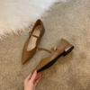 Diseño Sentido Nicho Zapatos de Tacón Bajo Retro Francés Zapatos Individuales Tacón Grueso Hebilla Zapatos de Mujer