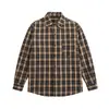 Yidao Vintage Otoño 2026 Nueva Colección: Camisa de Manga Larga a Cuadros Bloque de Color, Tela Cepillada, Corte Holgado, Estilo para Viajar, Retro, para Hombre