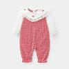 Llegada nueva primavera 2025 mameluco mameluco a cuadros para bebé niña recién nacida traje de gateo manga larga primavera y otoño 9501