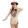 Cubierta de Punto Blanca Suelta Ligeramente Transparente para Mujer, Conjunto de Camisola Rayada y Shorts Amigable con la Piel, Traje de Baño, Bikini, Aguas Termales