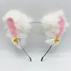 Tiara de Pelúcia com Orelhas de Gato Fofa Gola com Laço de Celebridade da Internet Grampo de Cabelo de Orelha de Gato Escura de Halloween