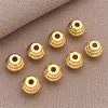 Cuentas sueltas de cobre chapado en oro de 18 quilates, separadores en forma de OVNI, cuentas redondas roscadas para pulsera y collar DIY hechos a mano, accesorios de joyería