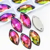 Accesorios de Diamante Irregulares Cosidos a Mano con Borde Biselado de Vidrio Marquise Hebilla Plana Galvanizada Fondo Plano Artículos Creativos para Decoración de Zapatos, Sombreros y Ropa DIY