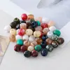 Cuentas Redondas de Ágata Imitación Jade con Letras, Cuentas Irregulares con Agujero Grande, Hilos Sueltos de Cuentas, Accesorios para Bolsas, Llaveros, Lanyards de Teléfono DIY