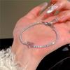 Pulsera de lazo de amor con circonitas de estilo dulce y fresco, pulsera de circonitas brillantes plateadas, pulsera delicada
