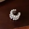 Pinzas para Orejas Redondas de Perla y Circonita Super Brillantes Estilo Coreano para Mujeres sin Perforaciones, Pendientes Exquisitos de Nicho, Joyería para Orejas de Lujo Ligero y de Gama Alta