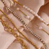 Moda Ins Europea y Americana Nicho Empalme Perla de Agua Dulce Accesorios para el Pie Cadena de Cuerda de Cáñamo Simple Pavimentada con Circonita Tobillera para Mujeres