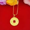 Colgante de moneda de la suerte de latón chapado en oro, imitación de oro, primera joyería, suministro de mercado nocturno, colgante para mujer