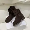 Botas western vaqueras ajustadas de caña media Retro Maillard con efecto apilado, botas cortas de nuevo diseño estilo páramo para otoño e invierno