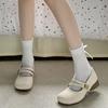 Zapatos Mary Jane Blancos a Juego, Punta Redonda, Boca Baja, Tacón Grueso para Mujer, Nuevos Zapatos Franceses Retro de Verano 2025