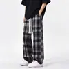 Pantalones Casuales de Cuadros para Hombre 2026 Nuevo Estilo Coreano Retro Holgados Adelgazantes Pierna Recta Versátiles Pierna Ancha Pantalones Largos Ropa para Hombre