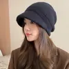 Gorro de Punto para Mujer en Otoño e Invierno, Engrosado y Cálido, Estilo Coreano, Artístico, Circunferencia de Cabeza Grande, Hace que la Cara Parezca Más Pequeña, Gorro Versátil