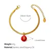 Moda Europea y Americana Colorido Colgante Redondo con 26 Letras Inglesas, Pulsera de Cadena Hueso de Serpiente Plana, Joyería de Nicho Chapada en Oro de 18 Quilates