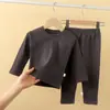 Conjunto de Pijama para Niños Otoño Invierno Felpa de Coral Suave Color Sólido Ropa de Otoño para Niñas Pantalones de Otoño Conjunto de Ropa para el Hogar para Bebés Niños