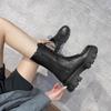 Botas Martin Versátiles para Mujer 2021 Cremallera Lateral Botines Cortos Motocicleta Otoño/Invierno Nuevos Botas de Media Caña Suela Gruesa Punta Redonda Estilo Británico Blanco