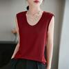 2025 Nuevo Verano Tencel Lyocell Sin Mangas Chaleco de Punto para Mujer Color Puro Delgado Jersey Camiseta Interior Top