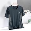 Camiseta de seda de hielo de verano para hombre, cuello redondo, ropa de secado rápido, manga corta, fina, transpirable, manga media, talla grande, deportiva, holgada, de moda.