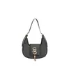 Bolsa de Mano para Mujer 2025 Primavera/Verano Simple y Moderna Letras de Metal Estilo Nuevo Estética Personalidad Moda de Mano Debajo del Brazo Forma de Media Luna