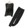 Pijama de Modal para Mujer, Conjunto de Ropa de Casa Acanalada, Ropa Casual para el Hogar, Copas Integradas, Pantalones de Manga Larga, Cómodo y Relajado