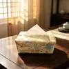 Caja de pañuelos de hoja de bambú, nueva caja de pañuelos estilo chino, caja de pañuelos de escritorio, adorno decorativo para sala de té, caja de pañuelos estilo Zen tradicional