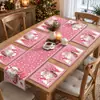 Venda Quente Transfronteiriça Jogo Americano Caminho de Mesa Tema de Natal Atmosfera Festiva Decoração Jogo Americano à Prova de Manchas Jogo de Mesa Caminho de Mesa Em Estoque