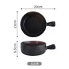 Tazón de mano de cerámica estilo japonés y coreano transfronterizo con tapa, tazón para arroz horneado, tazón para fideos instantáneos, tazón con asa, tazón para hornear doméstico, venta al por mayor