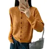 Cardigã de tricô feminino com fio brilhante, gola redonda, vazado, novo design outono/inverno 2026, jaqueta suéter solta e versátil