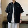 Camisa de trabalho solta, casual e versátil de manga curta para homens, novo estilo de verão, jaqueta camisa de verão estilosa e leve