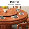 Conjunto de Mesa e Cadeiras de Jantar em Madeira Maciça Jacarandá Estilo Chinês, Mesa Redonda com Armazenamento Estilo Antigo, Mesa de Jantar para Apartamentos Pequenos com Mesa Giratória