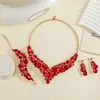 Collar Vintage Estilo Corte Transfronterizo, Pendientes, Pulsera, Juego de Joyería de Cristal, Accesorios de Moda de Alta Gama para Bodas y Banquetes