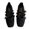 Sapatos Mary Jane Quadrados de Couro Genuíno Estilo Retrô de Nicho para Noite Sapatilhas Baixinhas 2025 Novo Estilo Não Cansativos para Mulheres