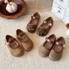 Zapatos Individuales para Niñas Estilo Coreano 2026 Primavera/Otoño Retro Versátiles Suela Suave Birken Zapatos Mary Jane de Cuero con Correa Estampado de Leopardo