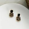 Pendientes de plata de ley s925 estilo coreano, nuevos, geométricos, incrustados con diamantes, pintura al óleo cuadrada, aretes femeninos de temperamento de alta calidad, venta al por mayor