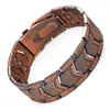 Pulseira Magnética Amazon Cross Cobre Antigo Vermelho Três Fileiras Fecho Dobrável Eletrodepositado Escovado Pulseira Liga de Zinco Joias Masculinas