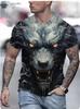Camiseta de manga corta para hombre con estampado animal 3D de animales, estilo urbano, camiseta informal de gran tamaño.