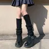 Perneiras Longas de Tricô Estilo Japonês para Outono e Primavera para Mulheres, Cor Sólida, Comprimento Estendido, Quentes, Lolita, Acima do Joelho, Meias Largas, JK, Perneiras Spicy Girl