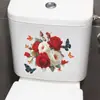 Fun-M551 Rosas Rojas y Blancas Pintadas y Mariposas Volando Adhesivos de Embellecimiento para el Hogar Baño Inodoro Autoadhesivos Venta al por Mayor