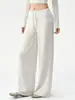 Conjunto de Yoga Feminino Manga Longa Calça Wide Leg com Cordão Cintura Alta Emagrecimento Secagem Rápida Respirável Roupas Fitness Femininas Roupa Esportiva Feminina