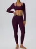 Conjunto de yoga, diseño de dos piezas con mangas largas y pantalones largos que levantan las caderas, tela agradable para la piel, de doble capa para mayor comodidad, adecuado para deportes y fitness, conjunto de dos piezas 62535 + 52341